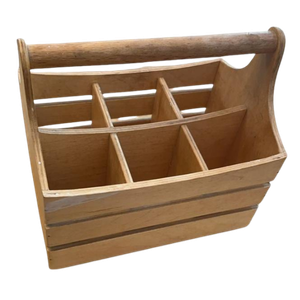 6-Slot Wooden Condiment Caddy